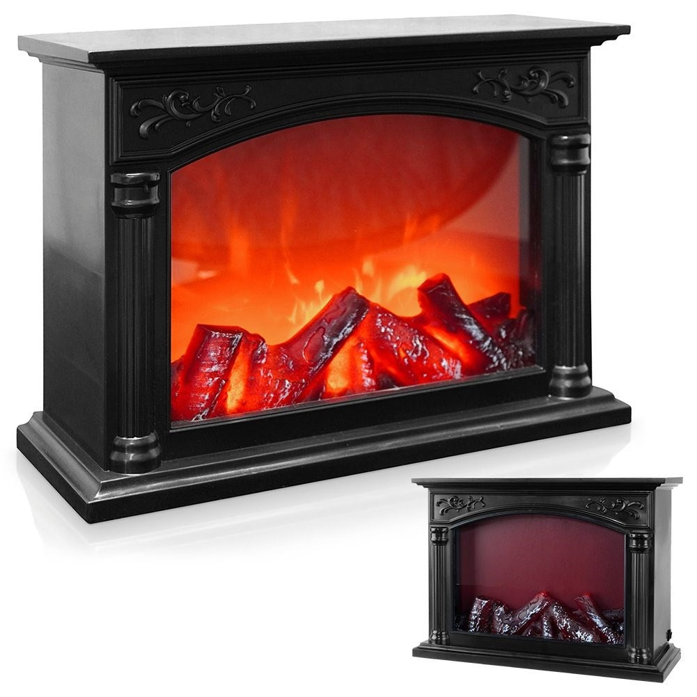 Electric Fireplace with LED Light: Realistic Fire Flames & Wood