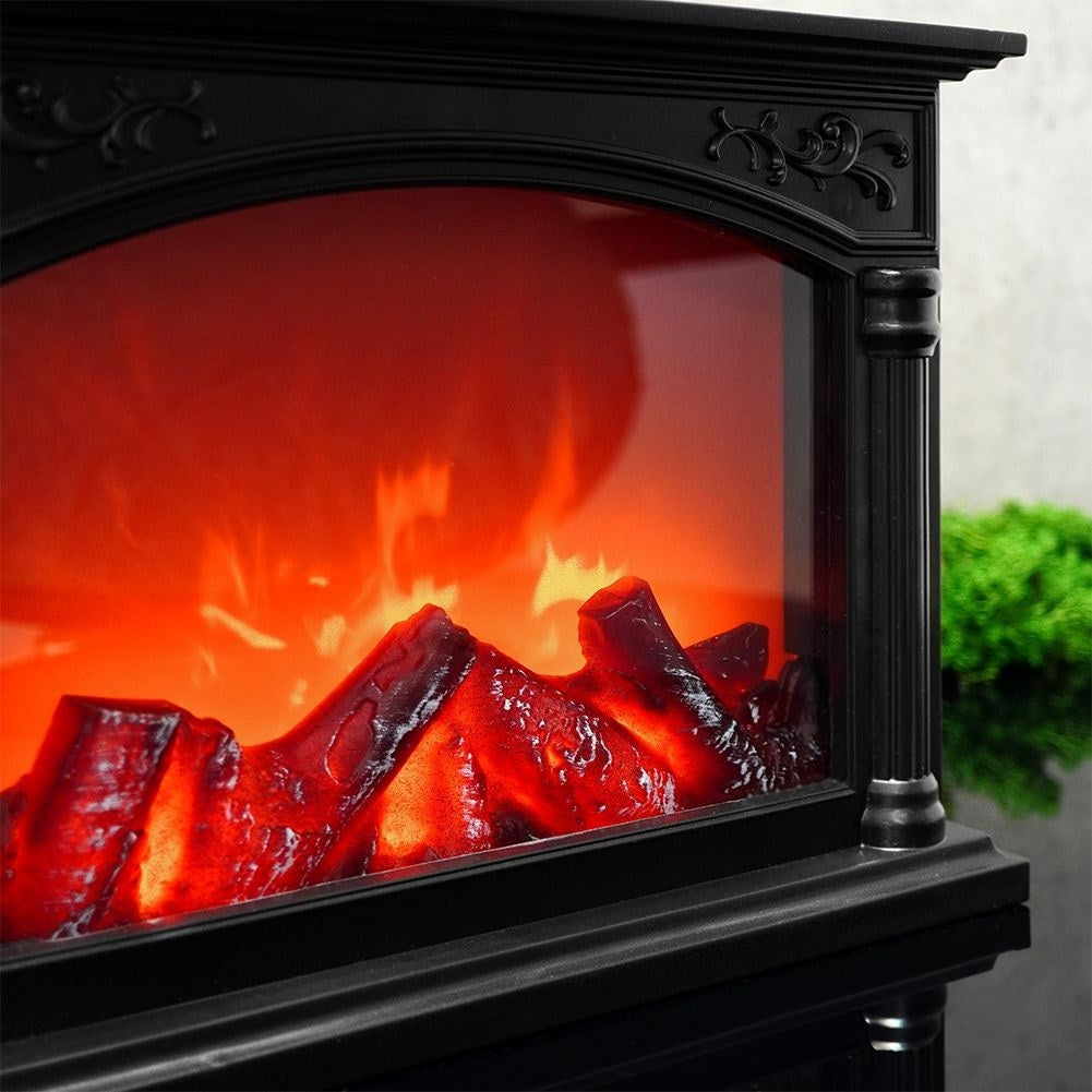 Electric Fireplace with LED Light: Realistic Fire Flames & Wood