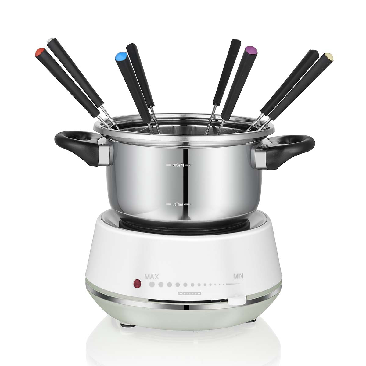 Electric Fondue Pot, 2L 1200W Stainless Steel, Adjustable Temperature