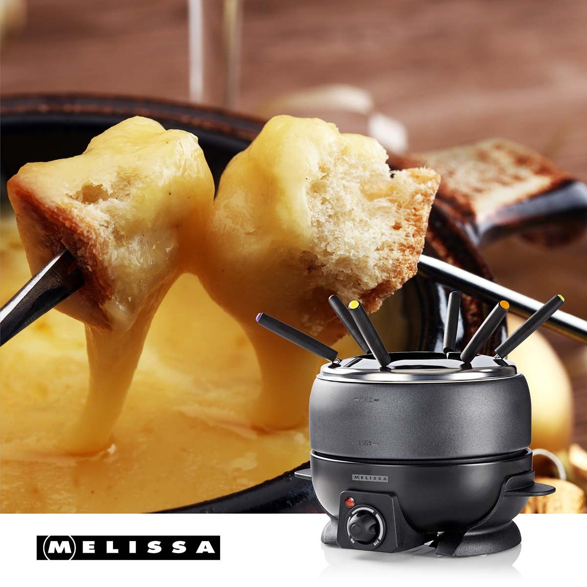 Electric Fondue Set, 2.3L, 6-Person, Adjustable Temp