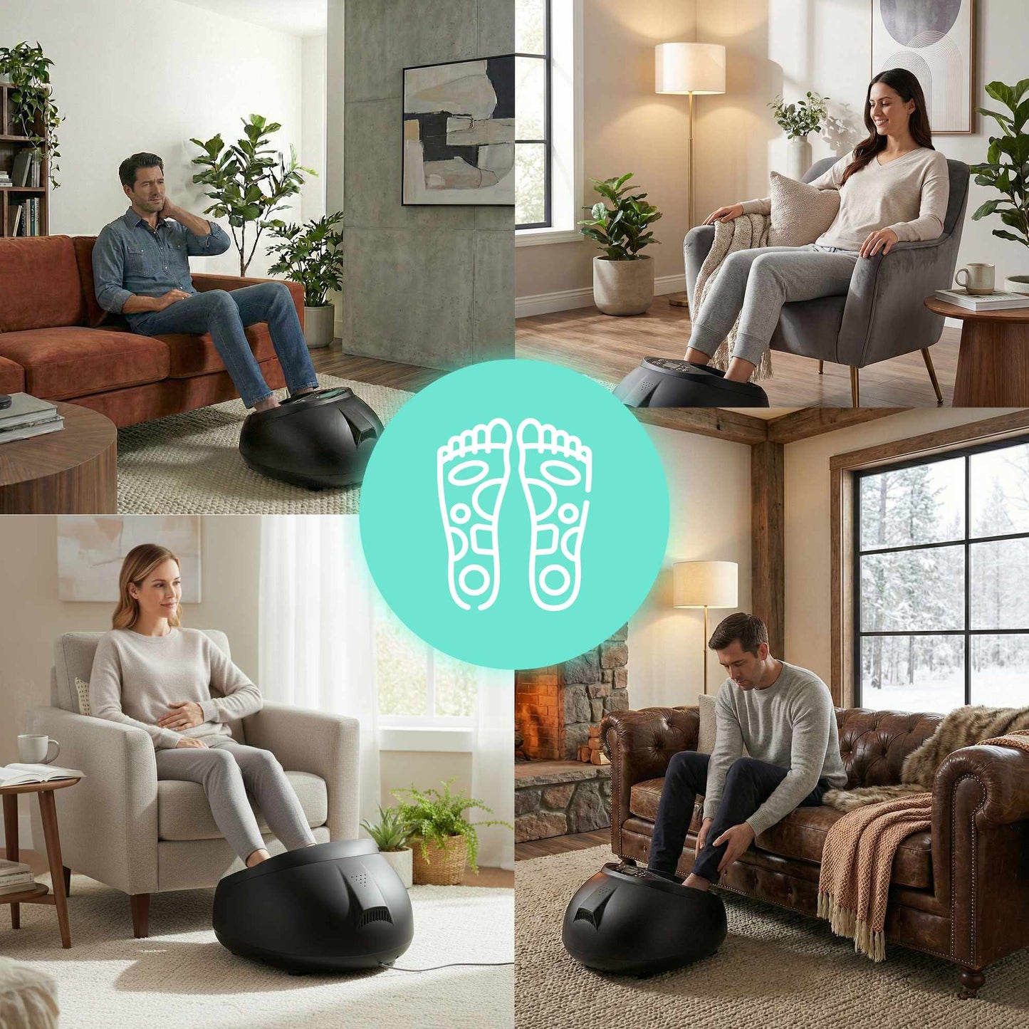 Electric Foot Massager with Heat, 3 Modes, Remote Control