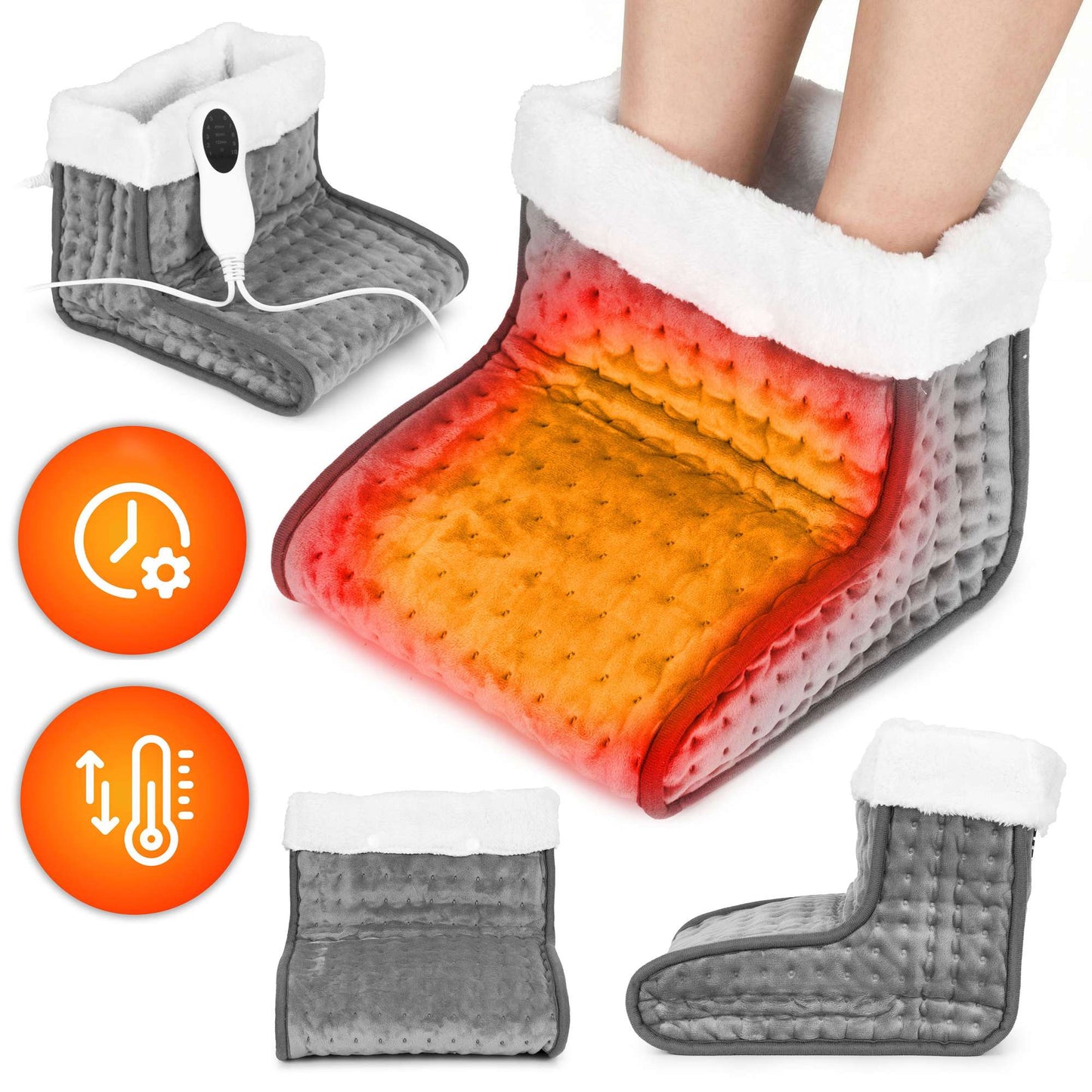 Electric Foot Warmer with Remote, 10 Heat Levels, Dark Grey