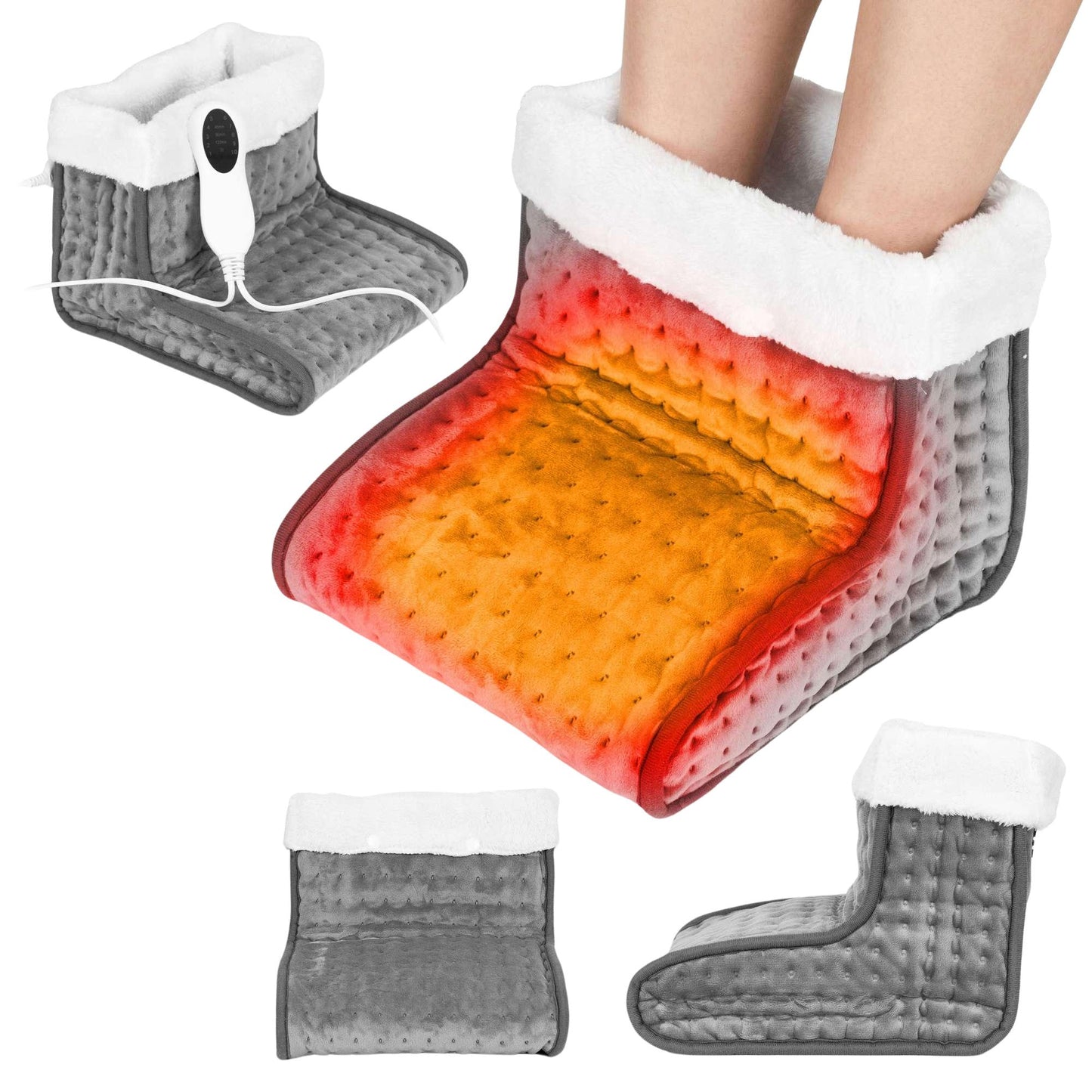 Electric Foot Warmer with Remote, 10 Heat Levels, Dark Grey