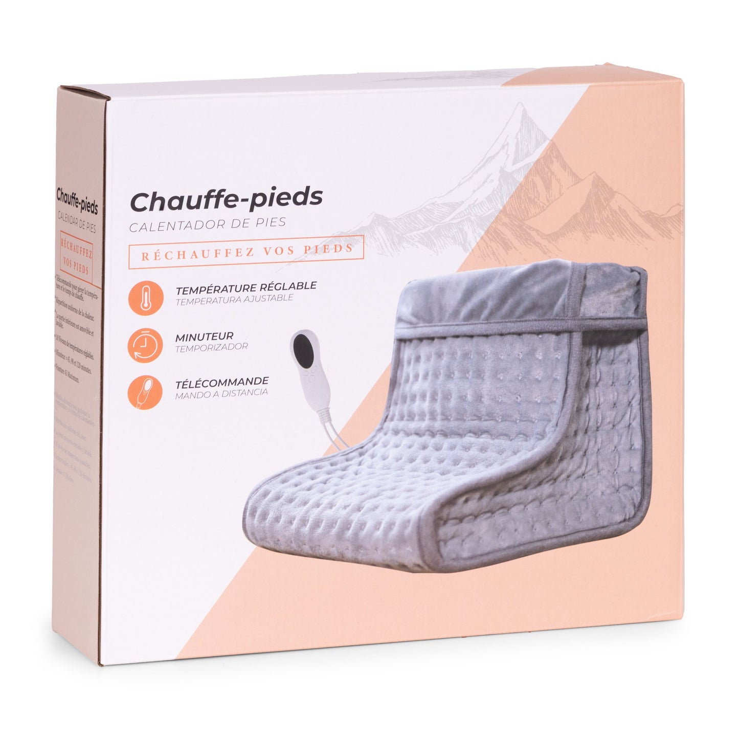 Electric Foot Warmer with Remote, 10 Heat Levels, Dark Grey