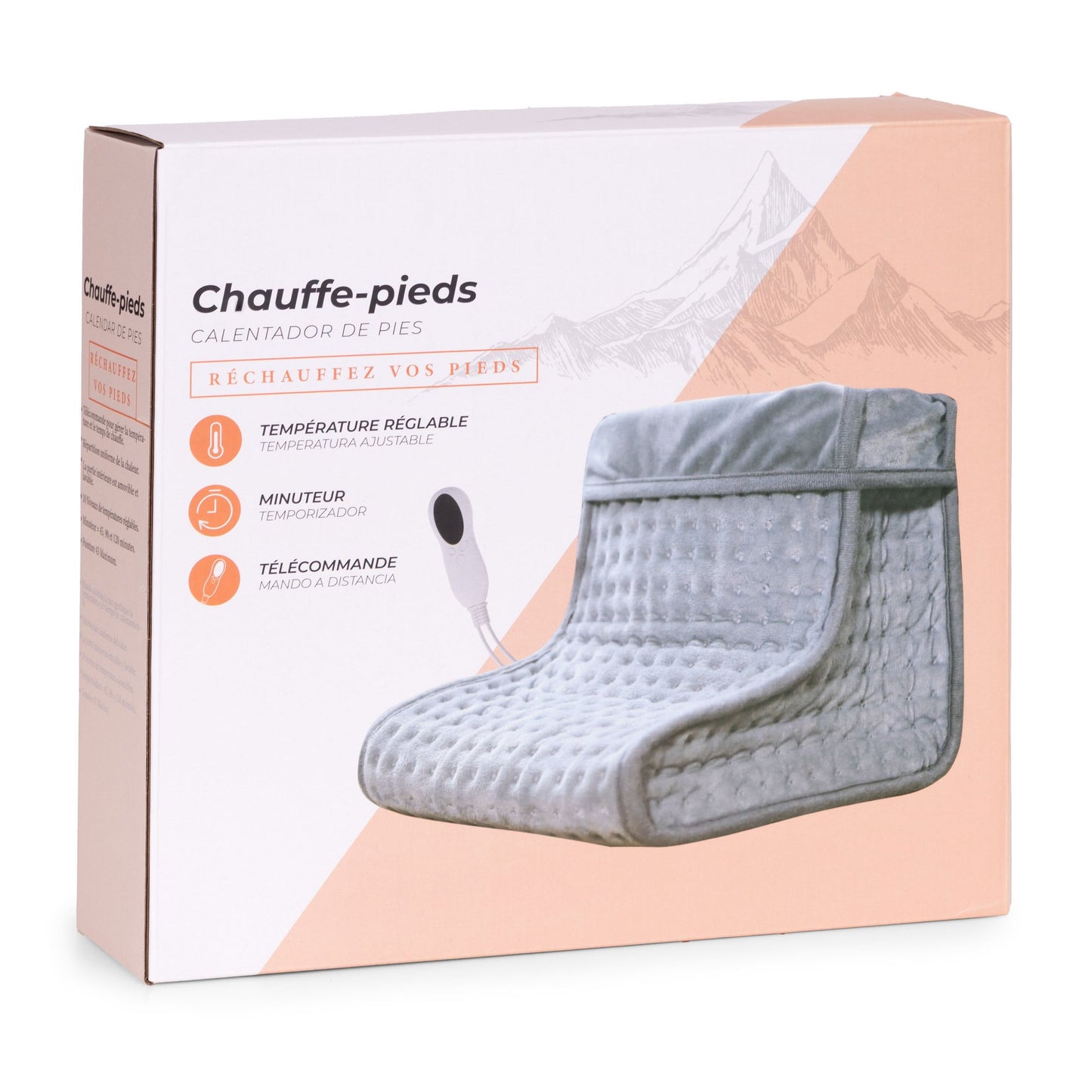 Electric Foot Warmer with Remote, 10 Heat Levels, Light Grey