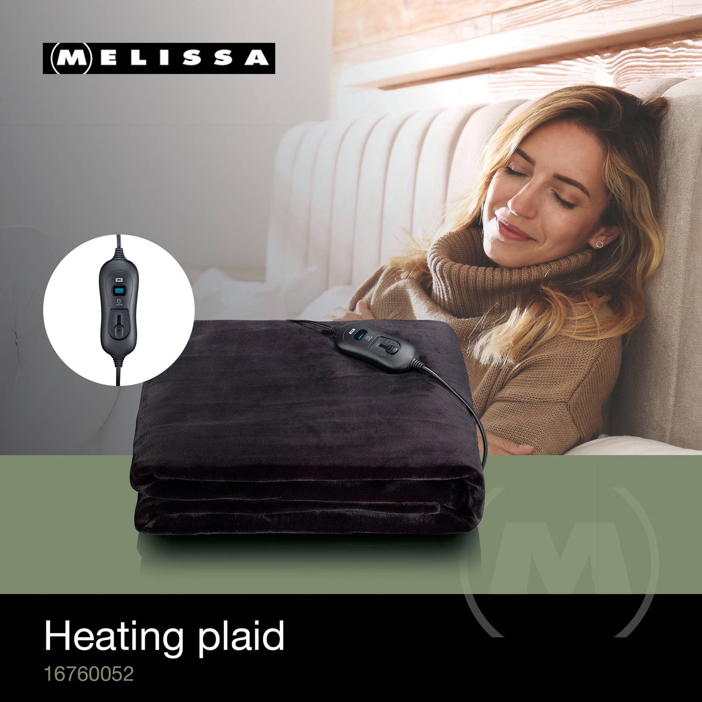 Electric Heating Blanket 180x130cm, 120W, Black Flannel