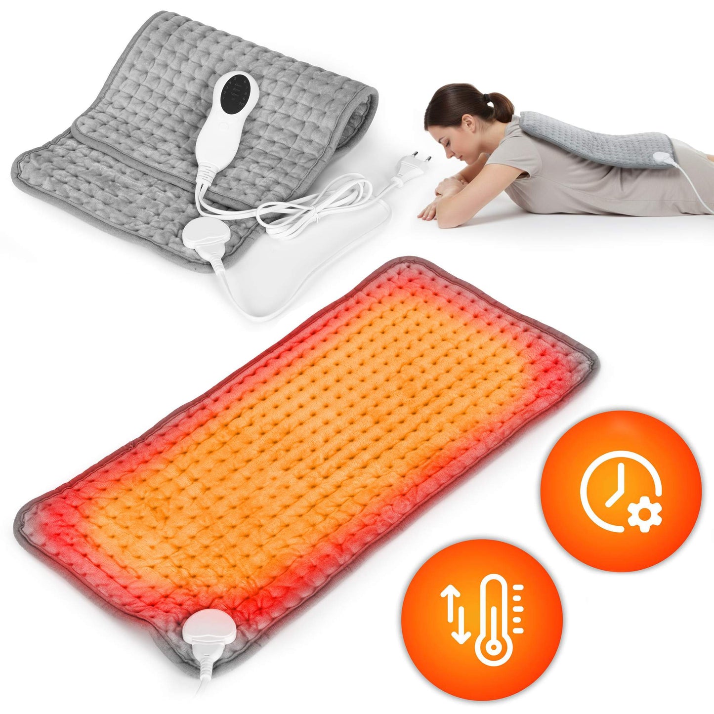 Electric Heating Pad with Remote, 10 Levels, 60x30 cm