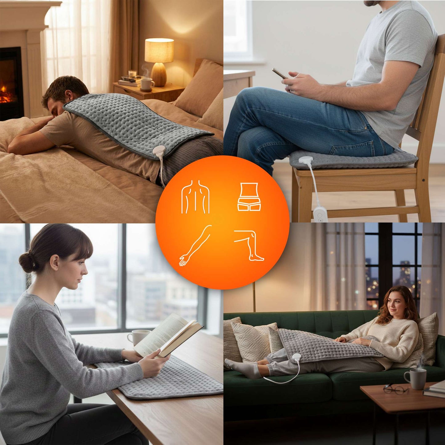 Electric Heating Pad with Remote, 10 Levels, 60x30 cm