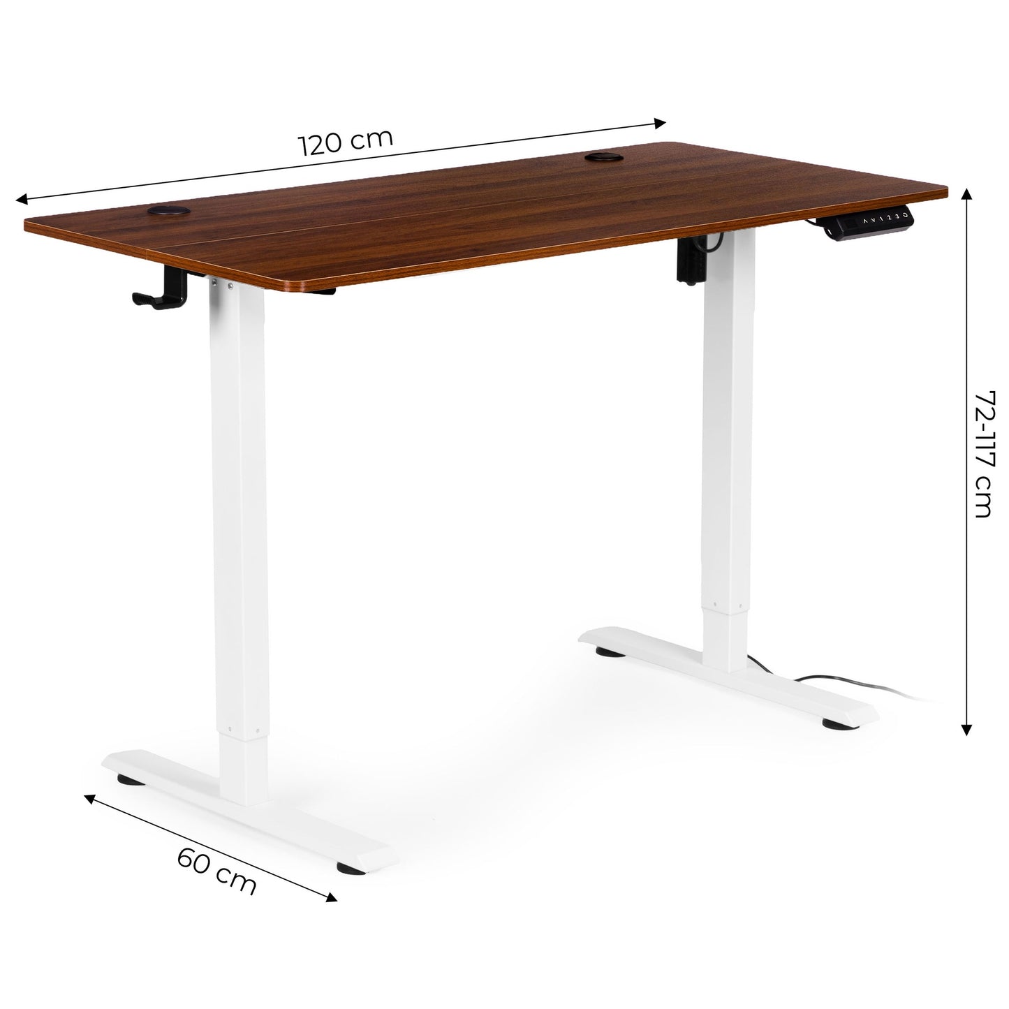 Electric Height Adjustable Desk, 120x60 cm, 72–117 cm Range