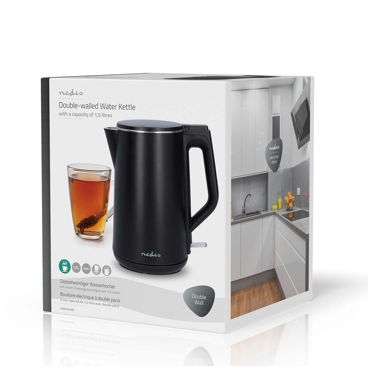 Electric Kettle | 1.5 l | Plastic | Black | Rotatable 360 degrees | Concealed heating element | Strix® controller | Boil-dry protection