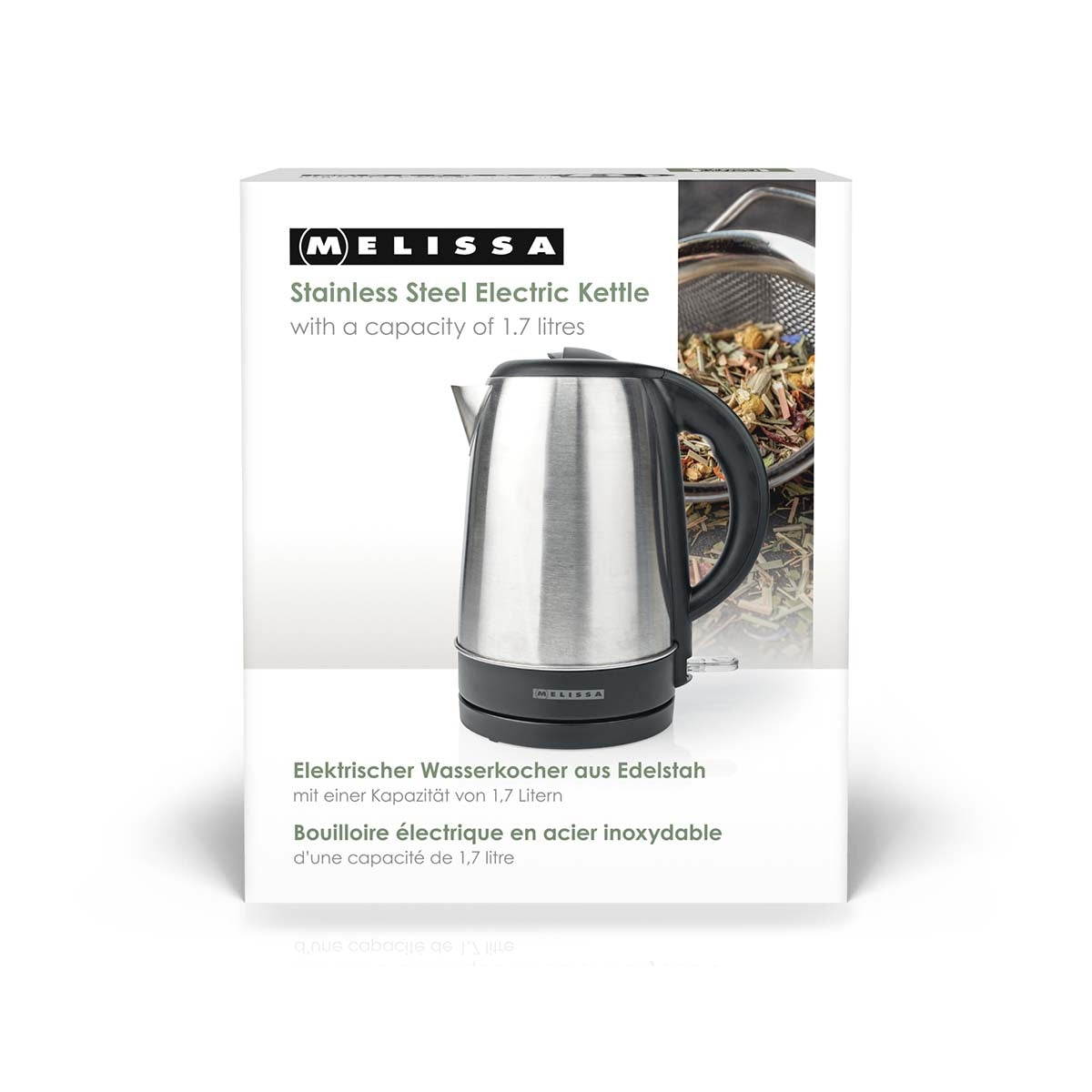 Electric Kettle, 1.7L, 2200W, Stainless Steel, 360° Base