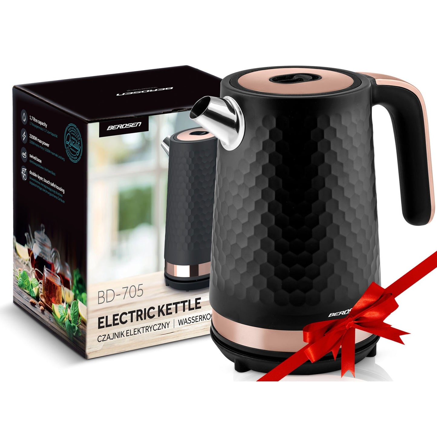 Electric Kettle 1.7L BD-705 Black/Copper