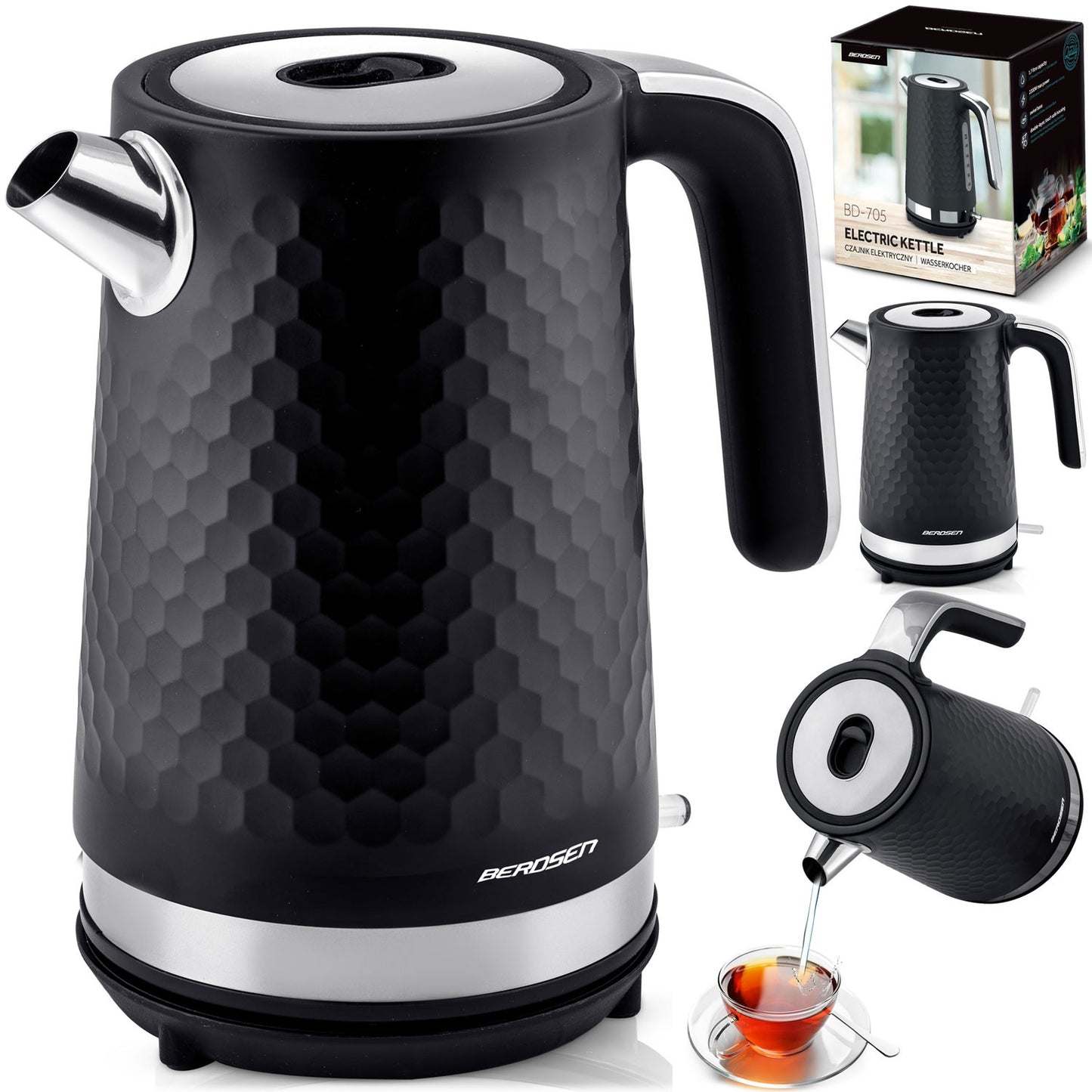 Electric Kettle 1.7L BD-705 Black/Silver