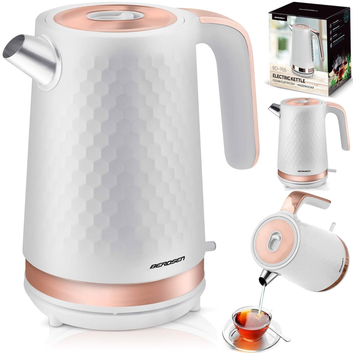 Electric Kettle 1.7L BD-705 White/Copper