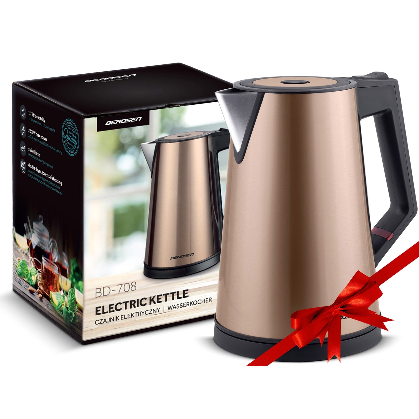 Electric Kettle 1.7L BD-708 Copper colored