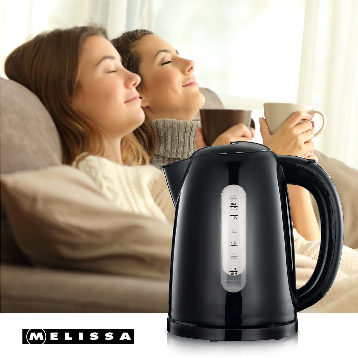 Electric Kettle 1.7L Black, Cordless with Auto Shut-Off