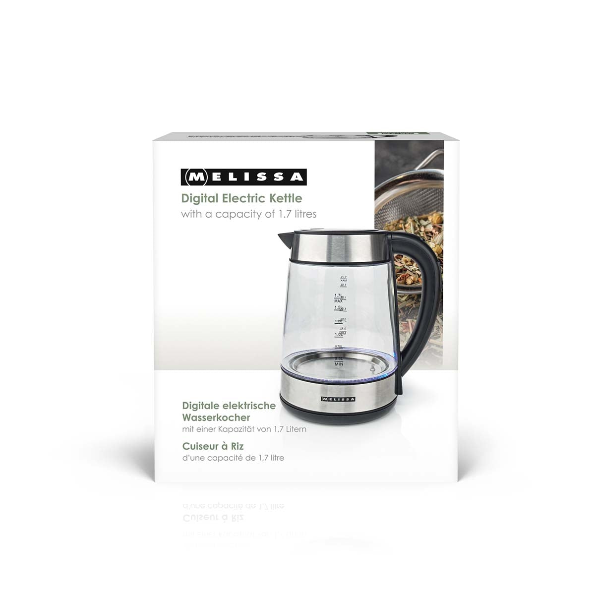 Electric Kettle, 1.7L Glass, 2200W, Temp Control