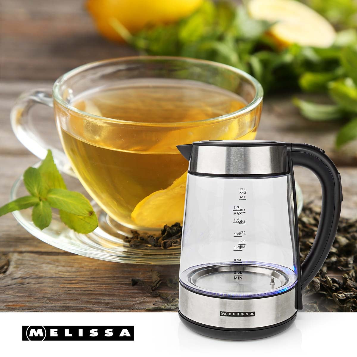 Electric Kettle, 1.7L Glass, 2200W, Temp Control