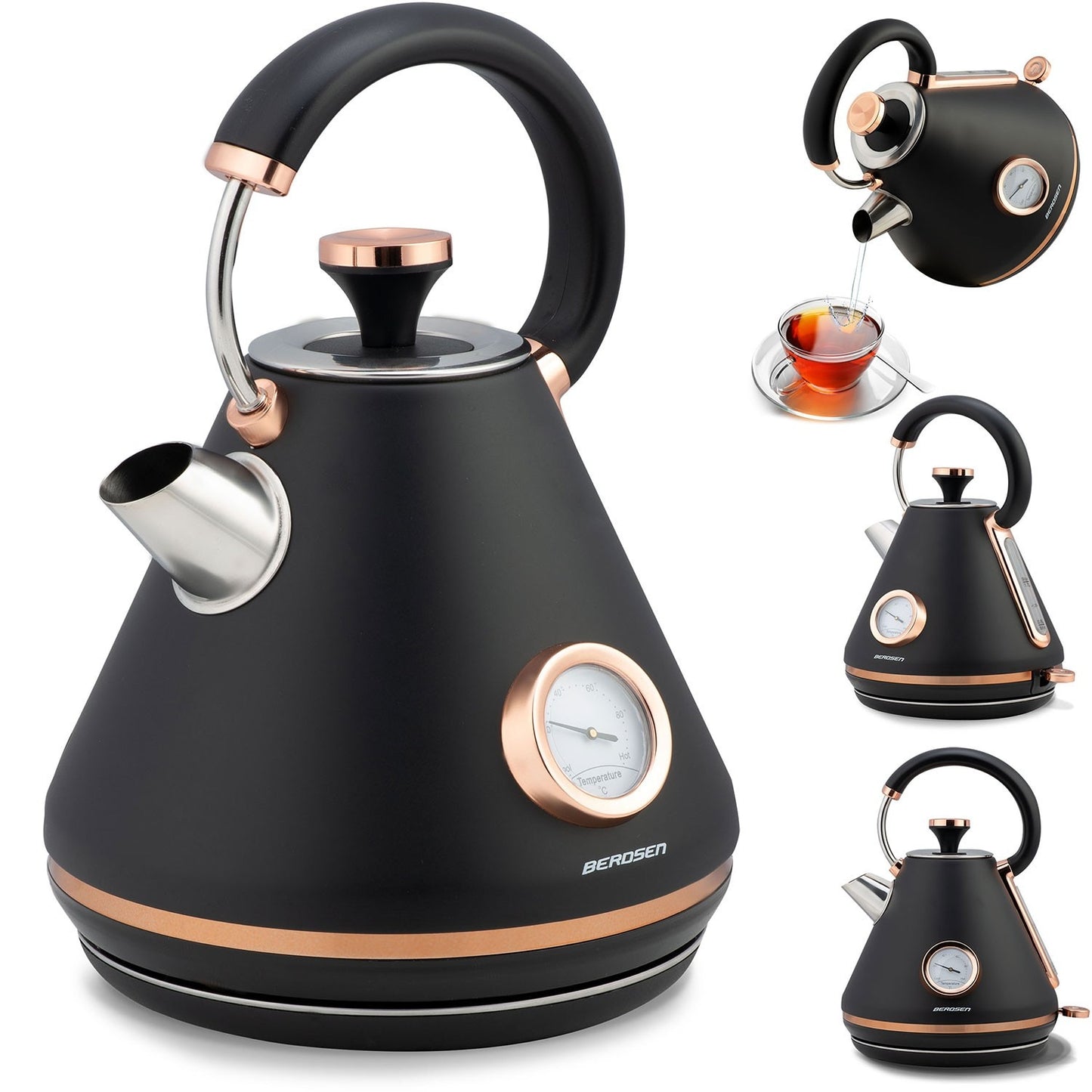 Electric Kettle with Thermometer 1.7L BD-701 Black