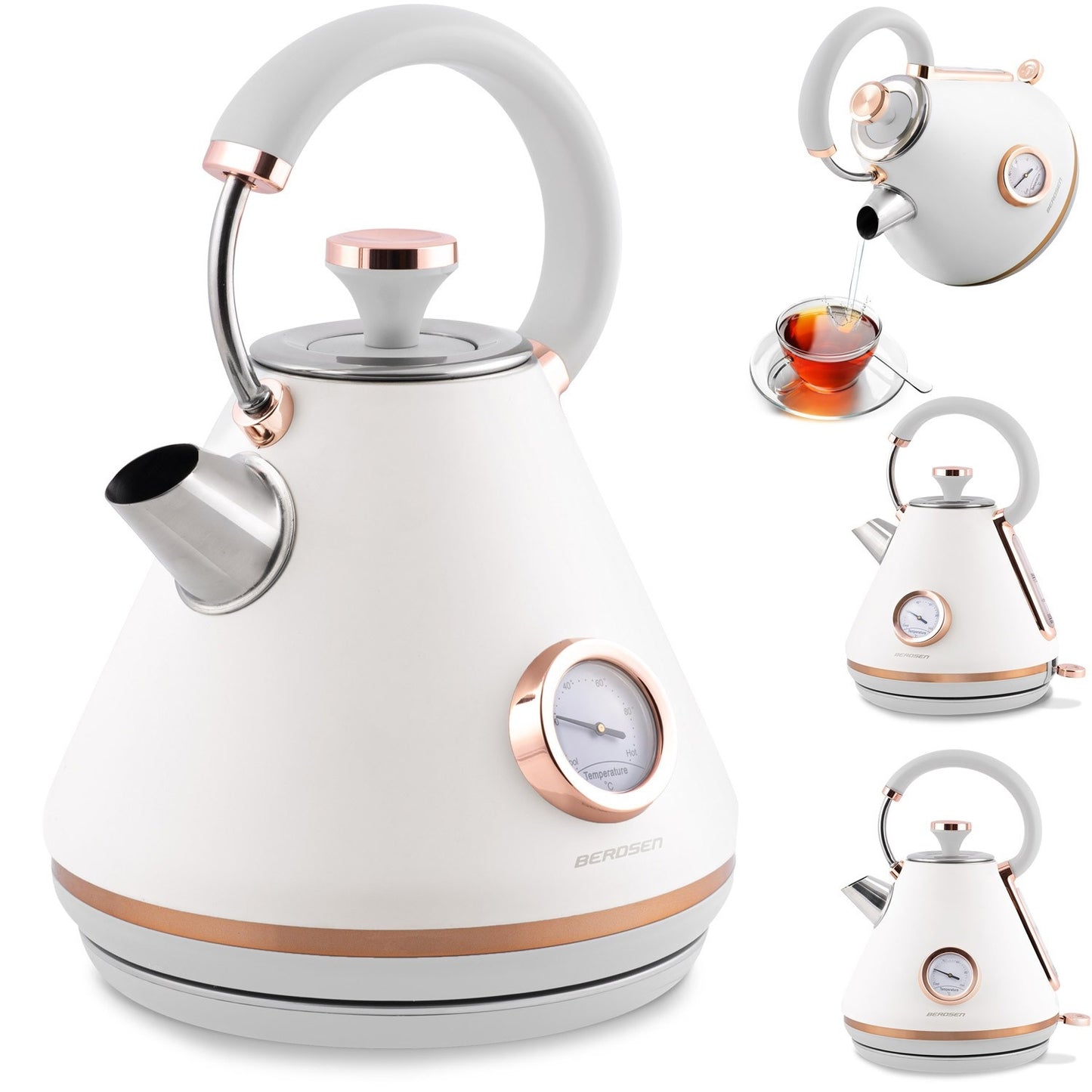 Electric Kettle with Thermometer 1.7L BD-701 White