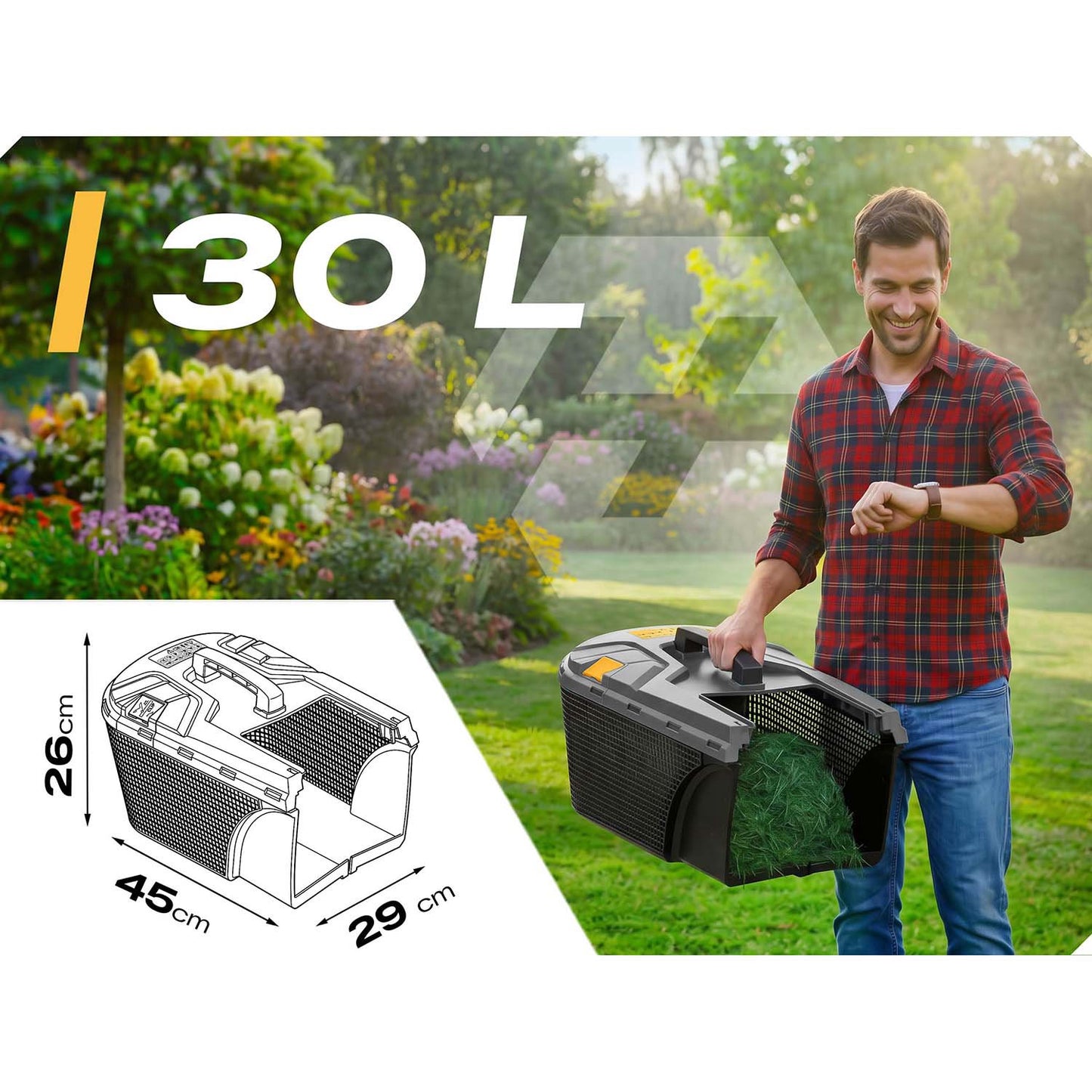 Electric Lawn Mower, 1400W, 34cm Cutting Width