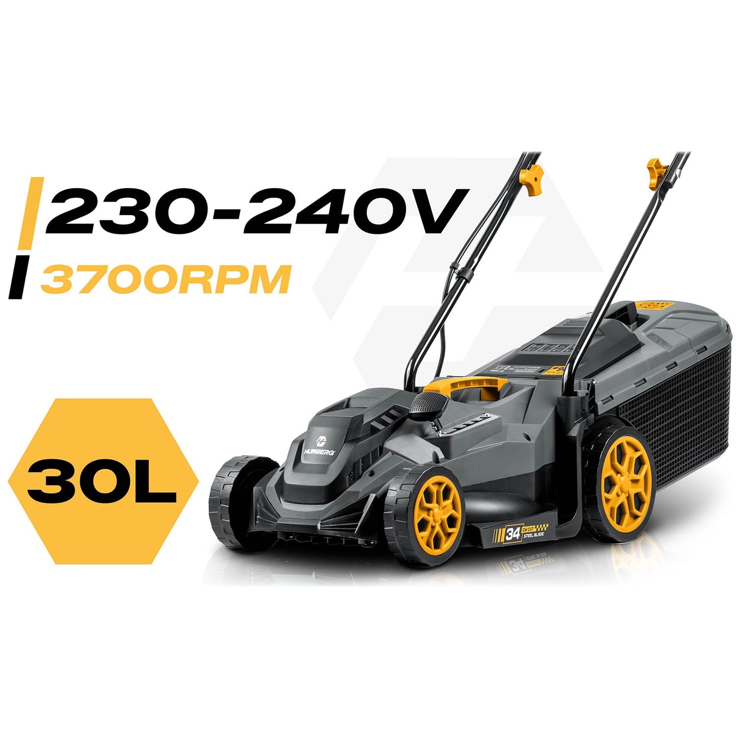 Electric Lawn Mower, 1400W, 34cm Cutting Width