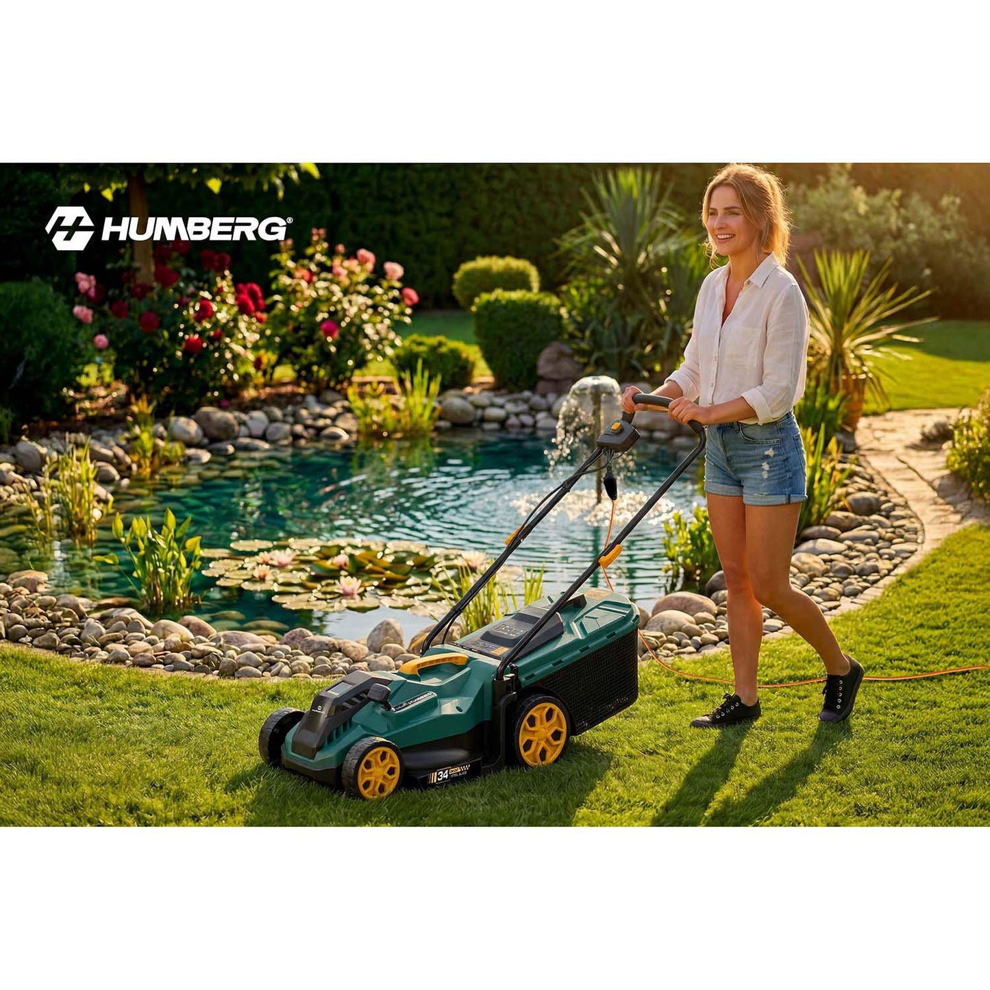 Electric Lawn Mower, 1400W, 34cm Cutting Width
