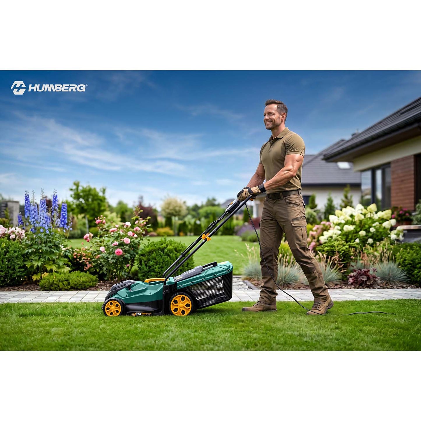 Electric Lawn Mower, 1400W, 34cm Cutting Width