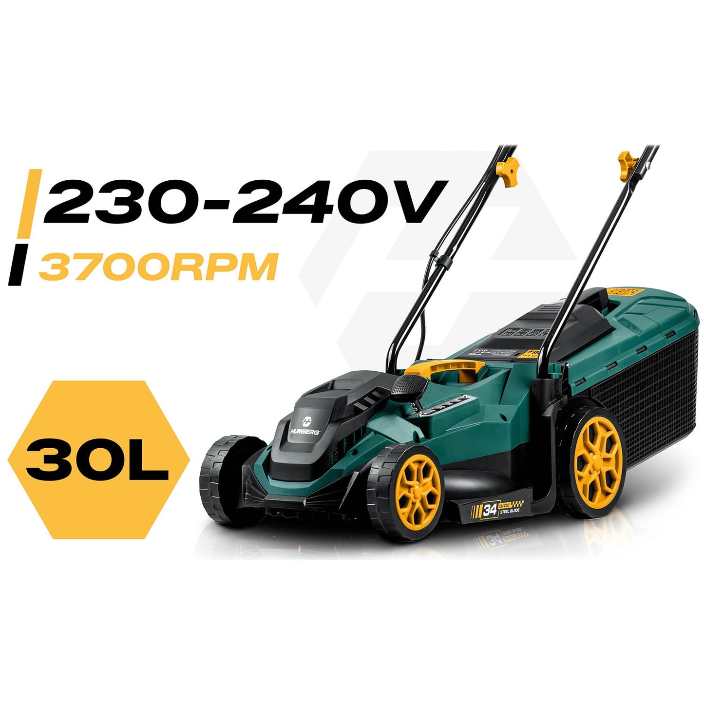 Electric Lawn Mower, 1400W, 34cm Cutting Width
