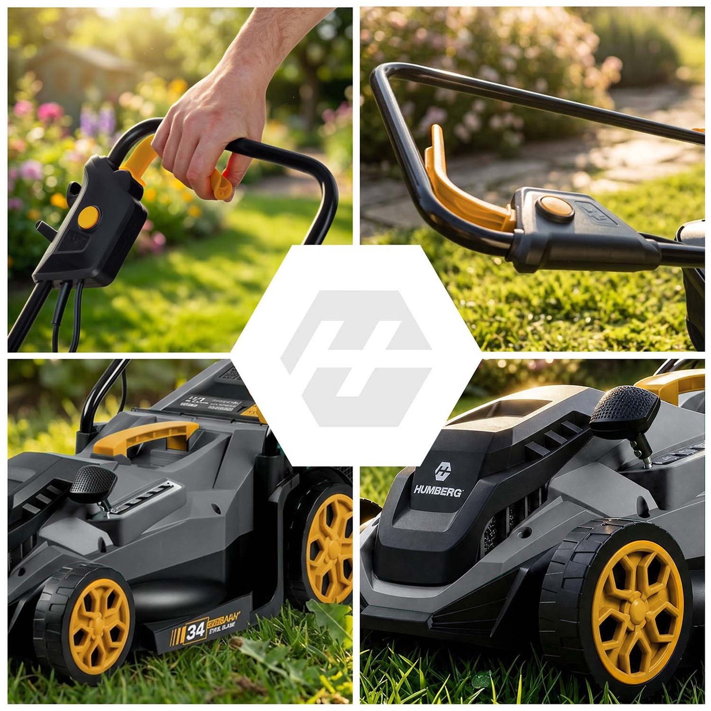 Electric Lawn Mower, 1400W, 34cm Cutting Width