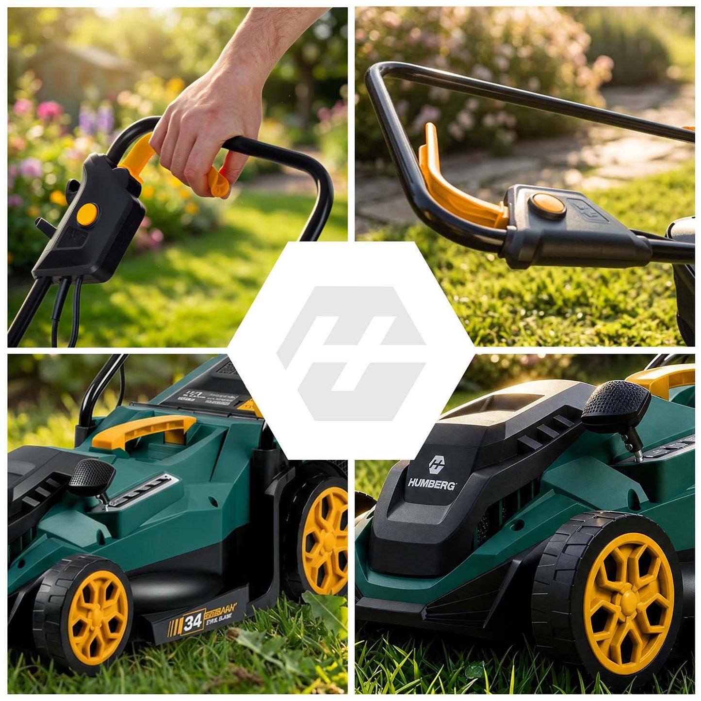 Electric Lawn Mower, 1400W, 34cm Cutting Width