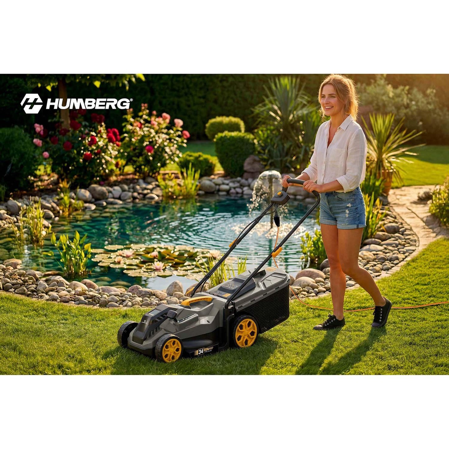 Electric Lawn Mower, 1400W, 34cm Cutting Width