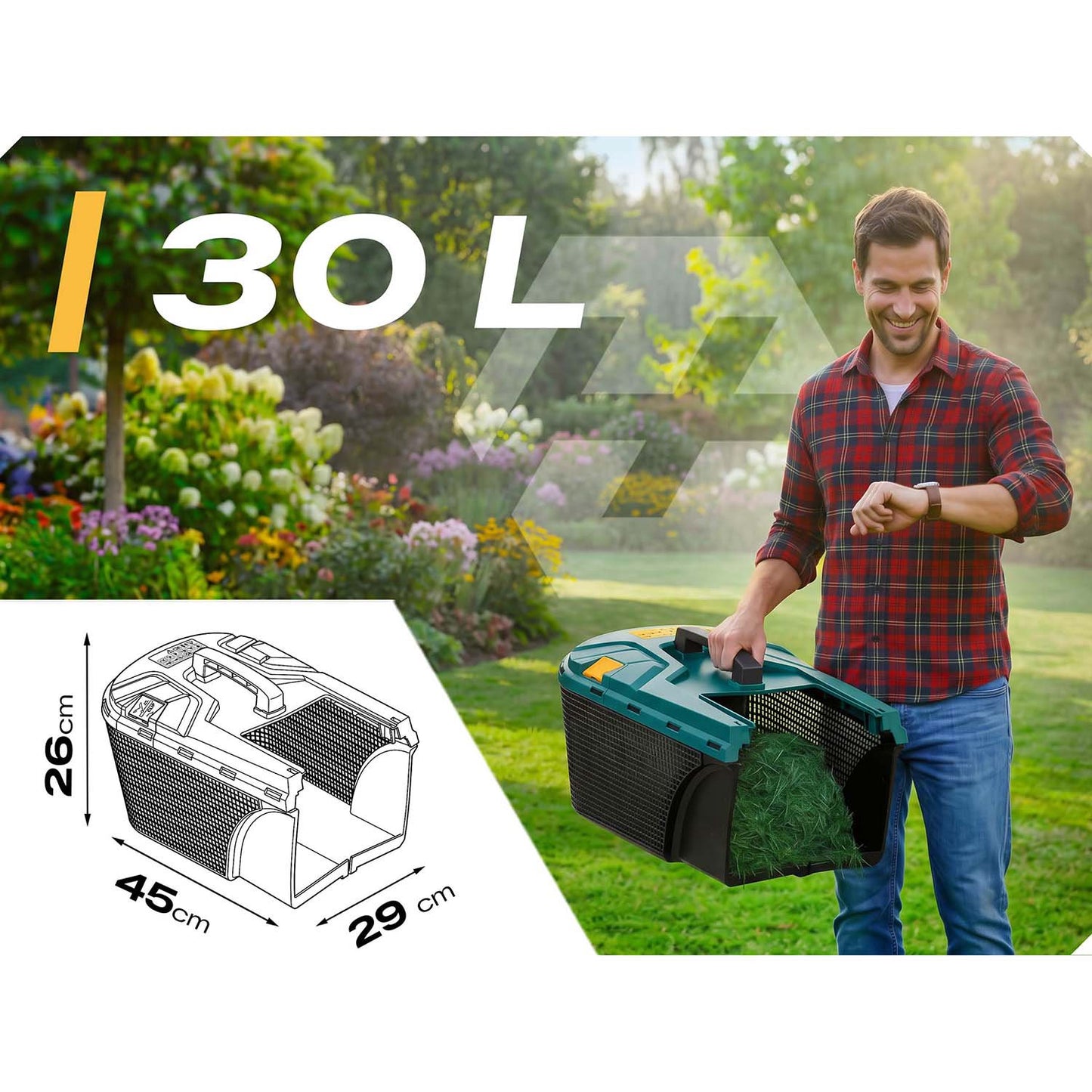 Electric Lawn Mower, 1400W, 34cm Cutting Width