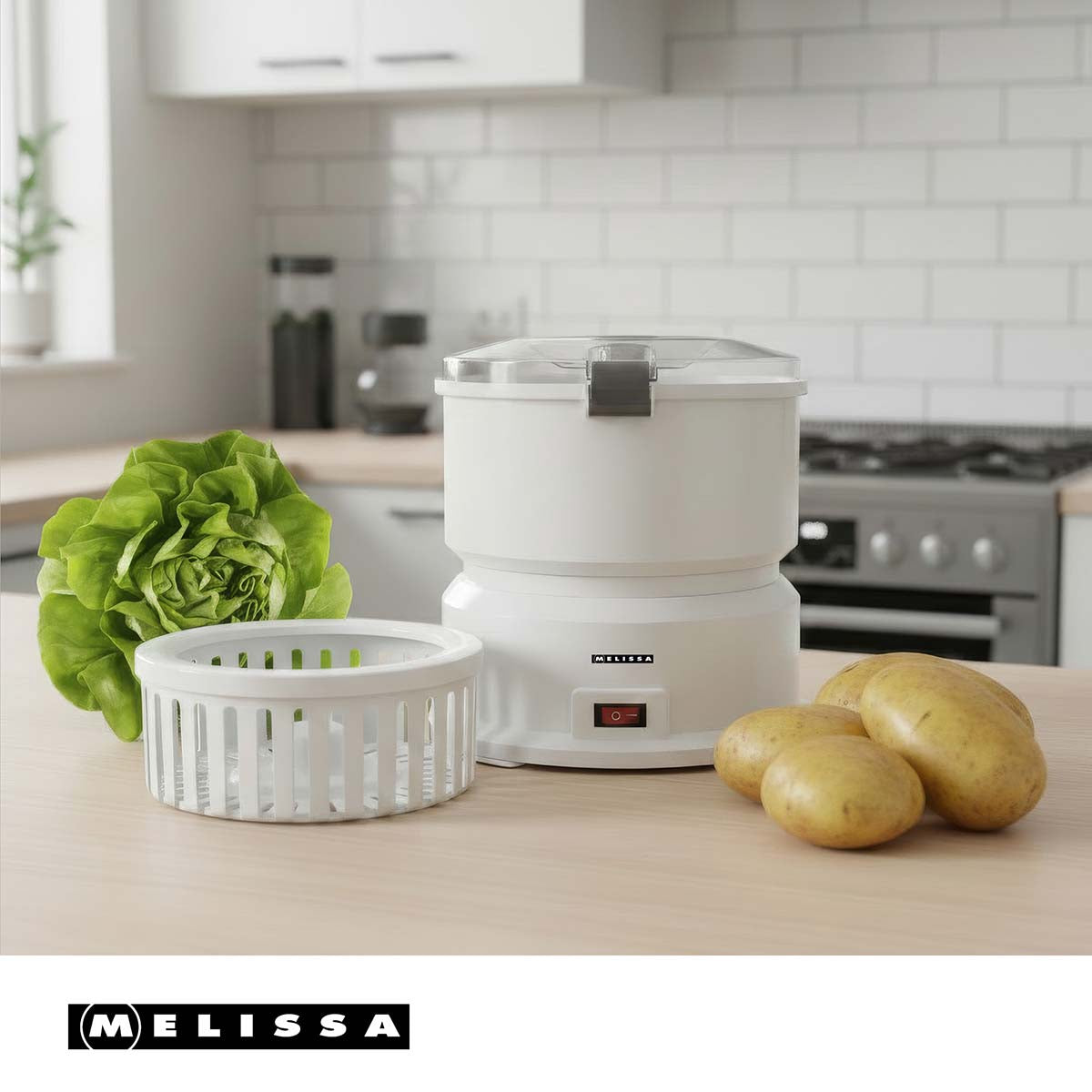 Electric Potato Peeler & Salad Spinner, 1000g, 85W, White