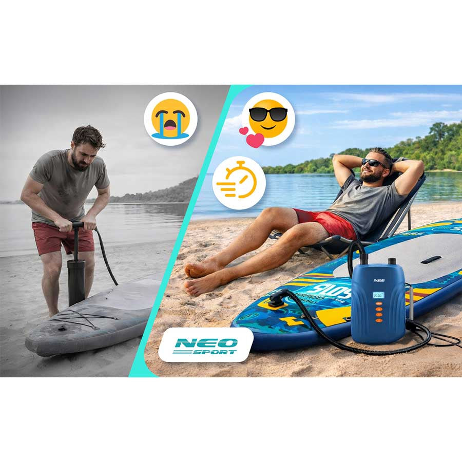Electric SUP Pump, 12V Car Power, 6 Nozzles, 20 PSI