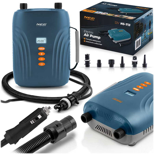 Electric SUP Pump, 12V Car Power, 6 Nozzles, 20 PSI