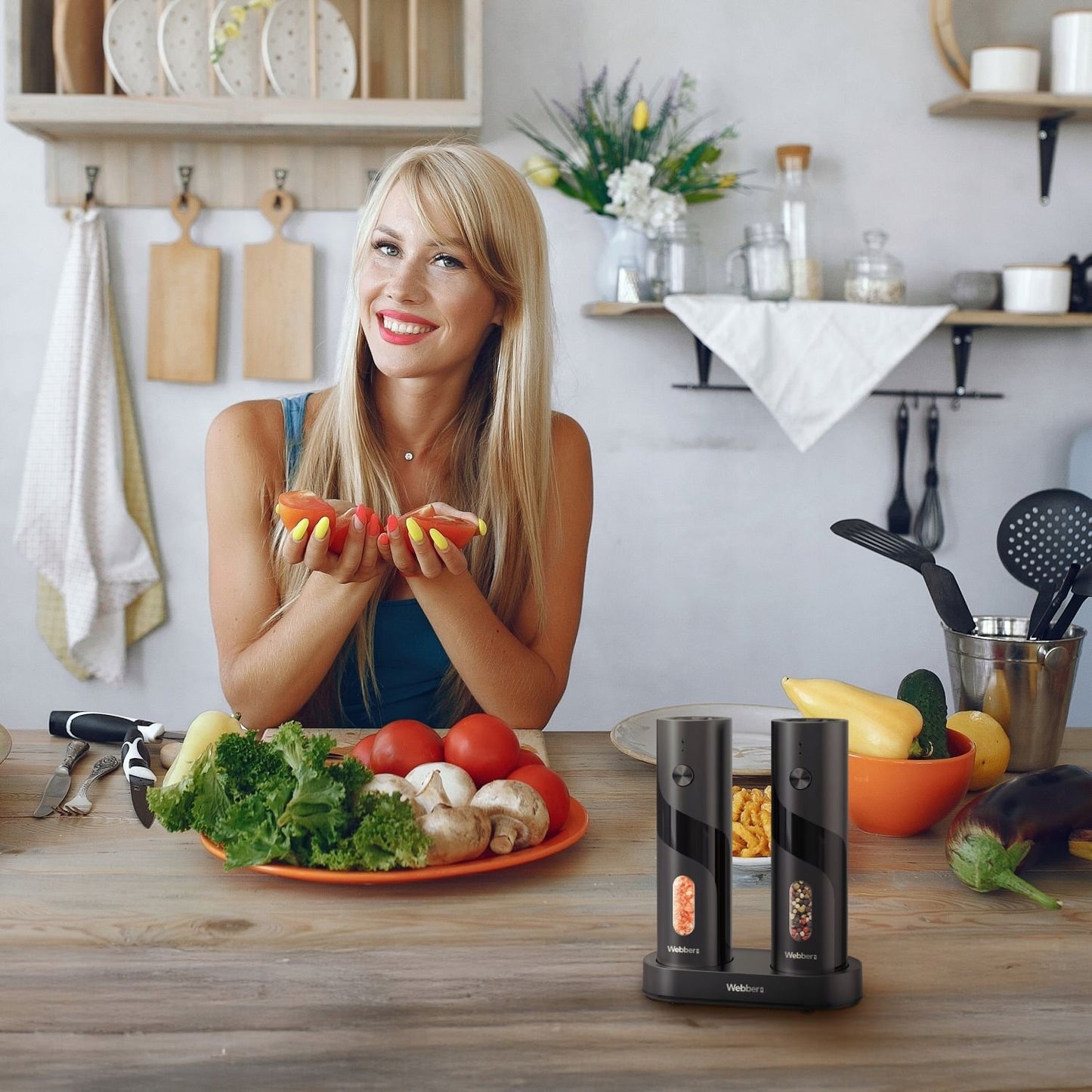 Electric Salt & Pepper Grinder Set, USB Rechargeable, 2-Pack