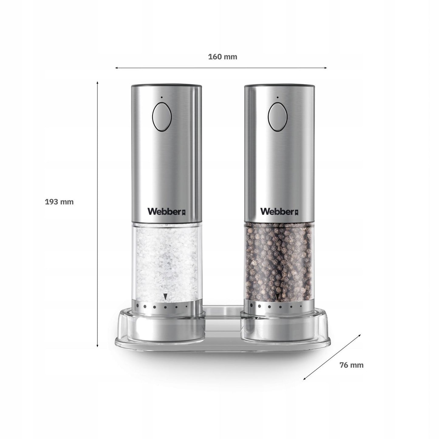 Electric Salt & Pepper Grinder Set, USB Rechargeable, 2 Pcs