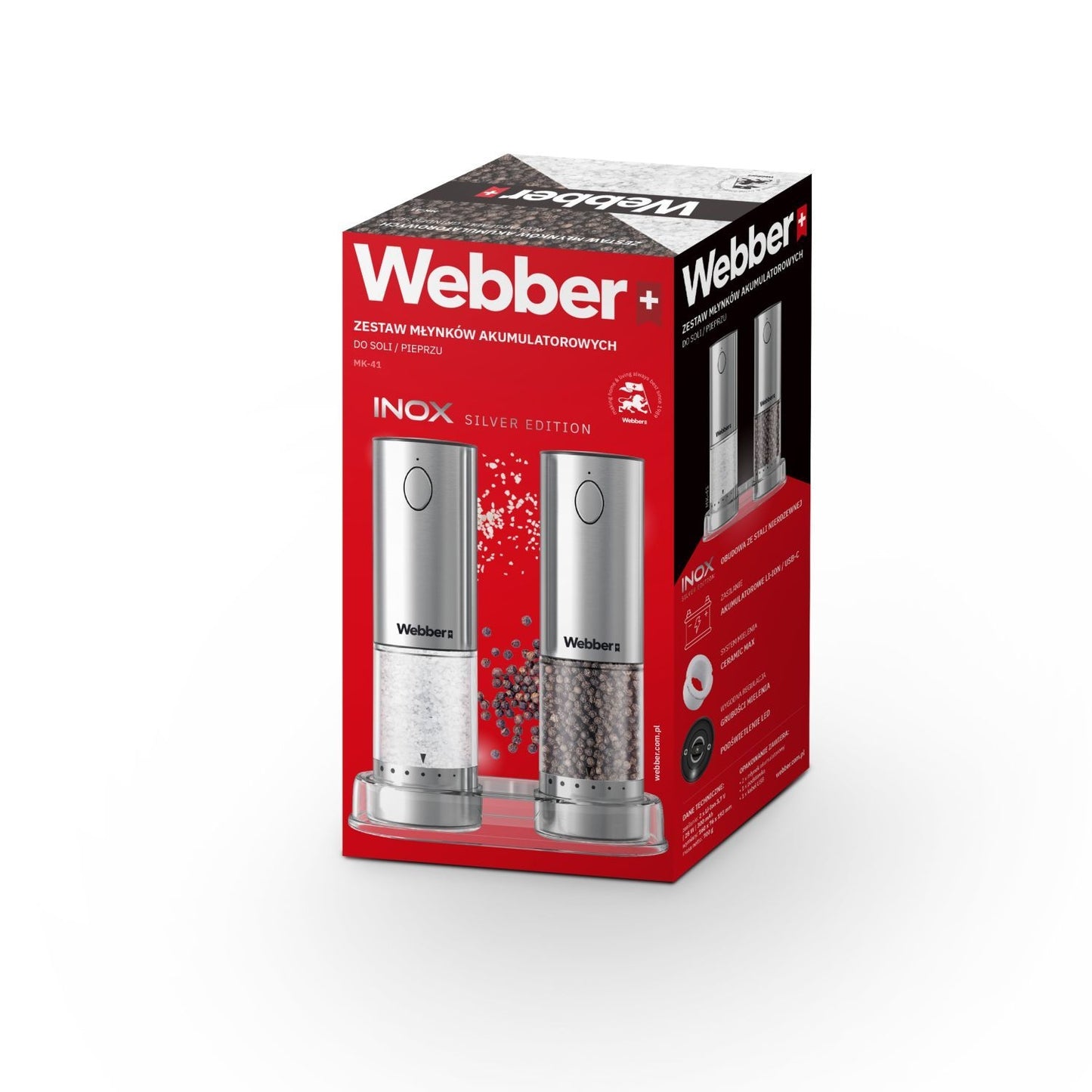 Electric Salt & Pepper Grinder Set, USB Rechargeable, 2 Pcs
