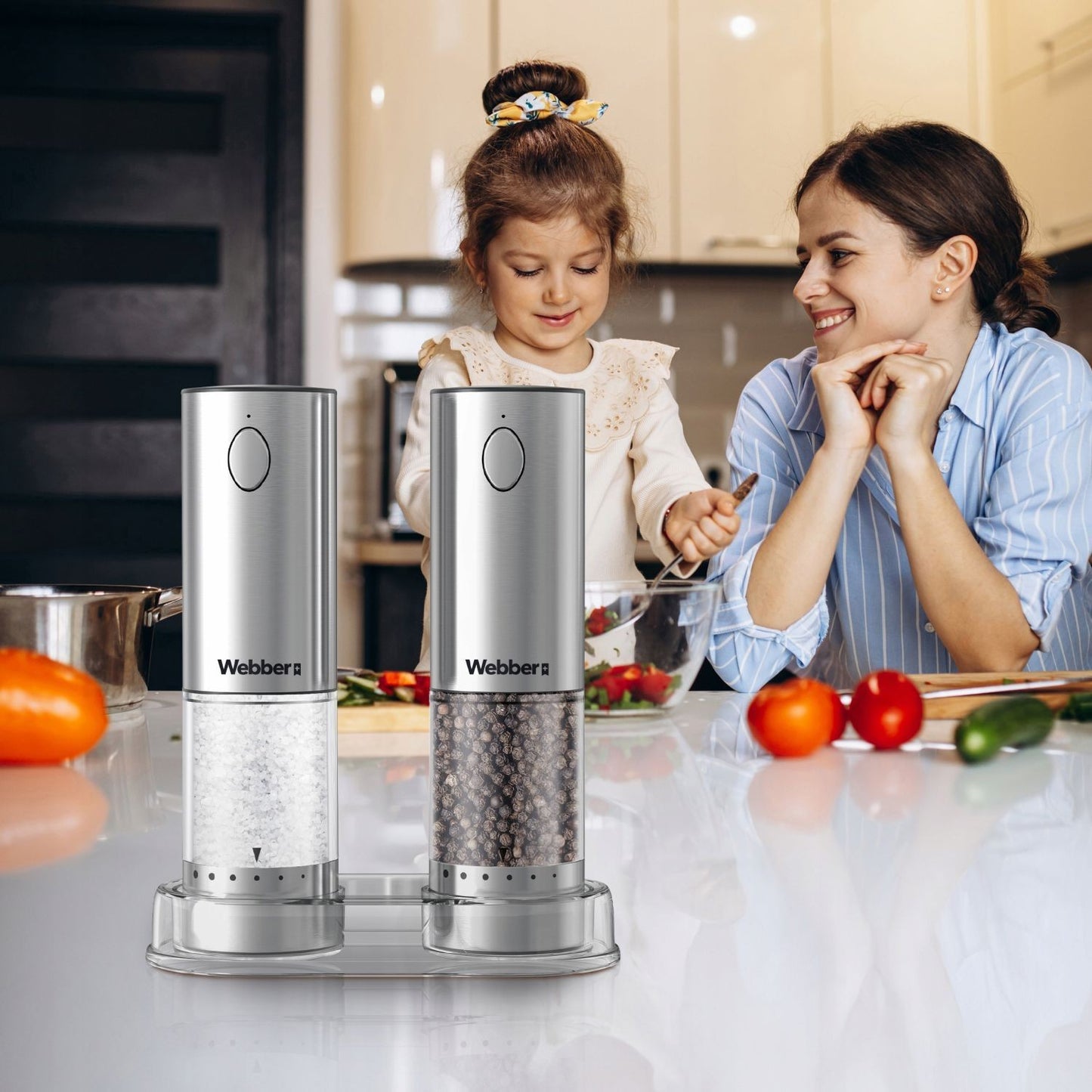 Electric Salt & Pepper Grinder Set, USB Rechargeable, 2 Pcs