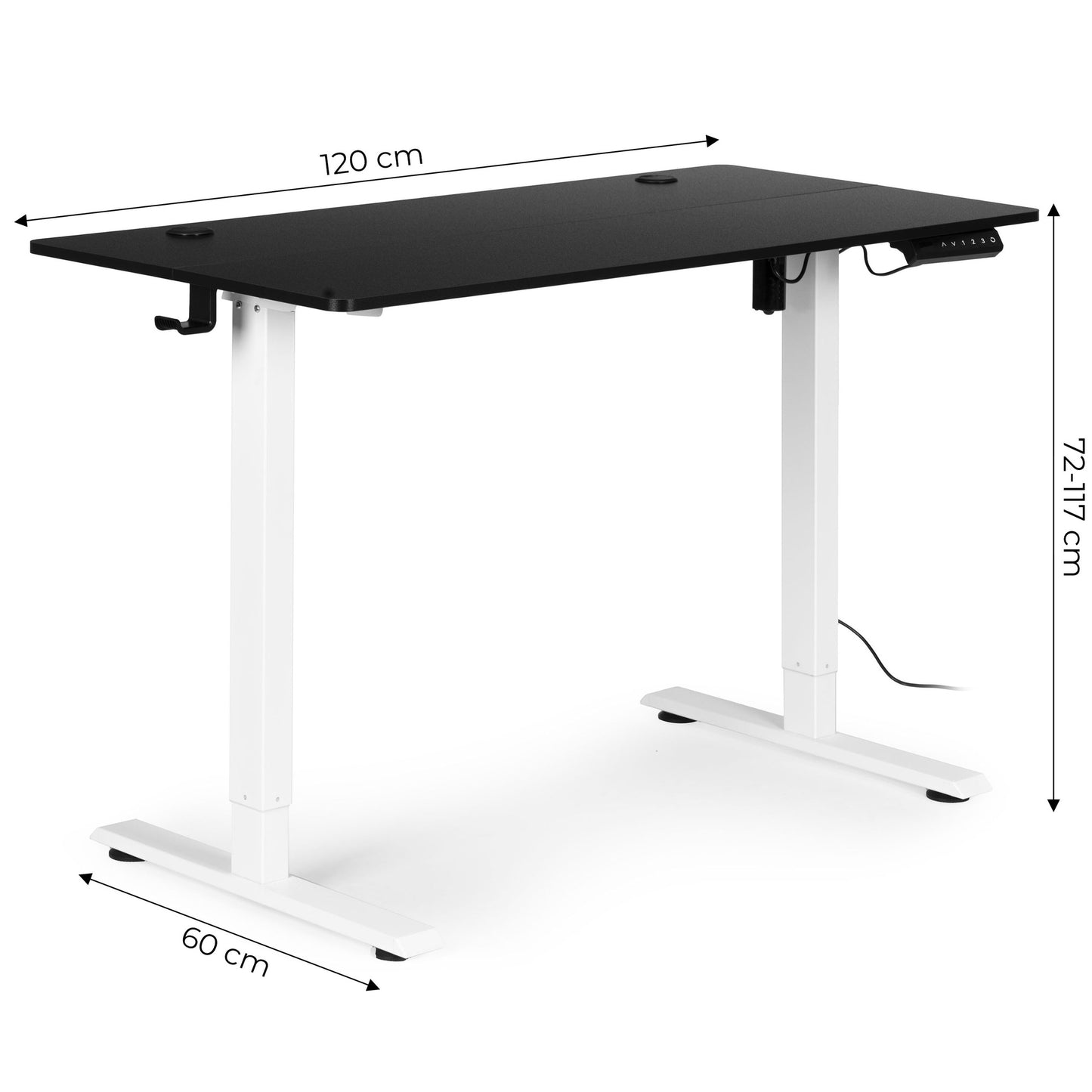 Electric Standing Desk, 120x60 cm, Height Adjustable