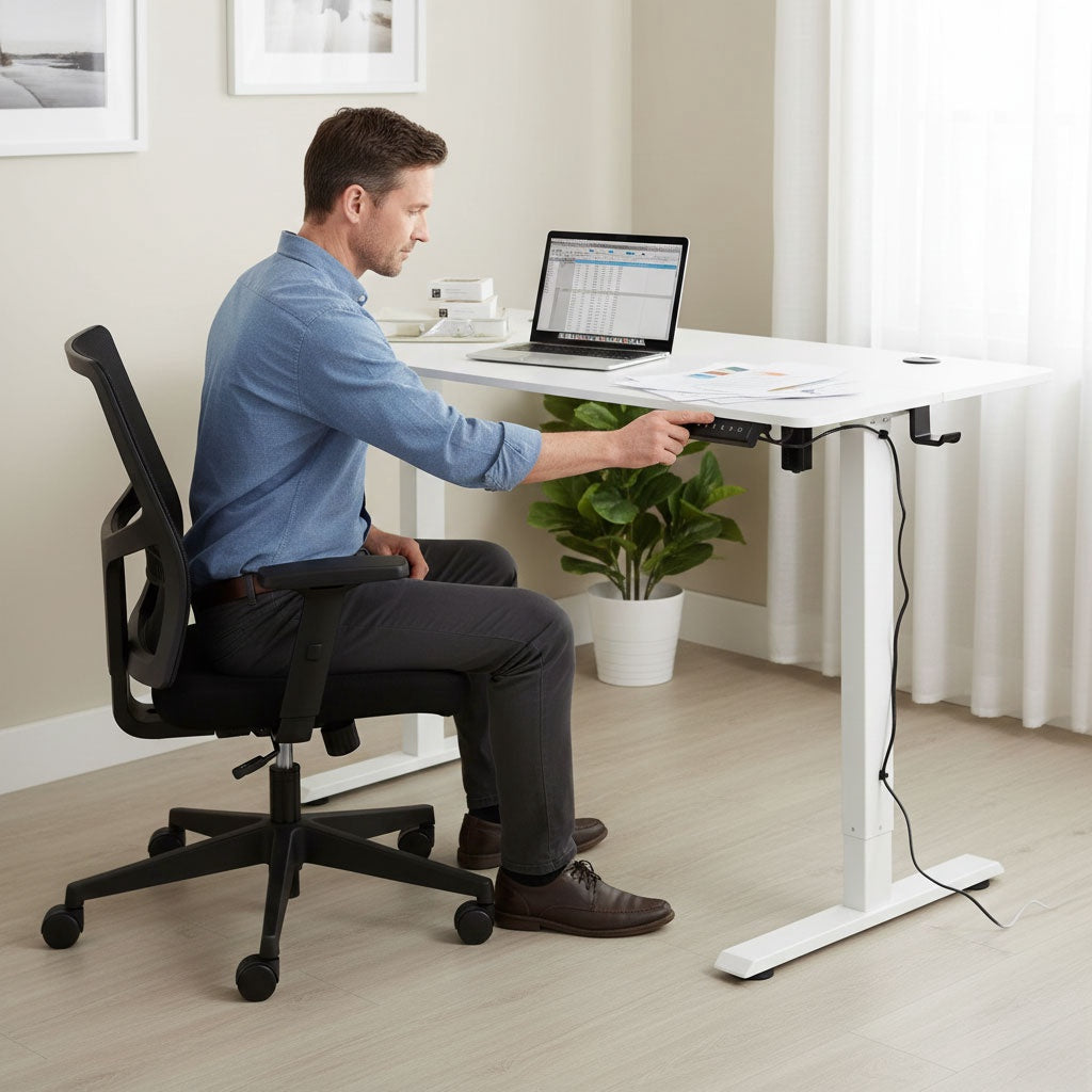 Electric Standing Desk, 120x60 cm, Height Adjustable, White
