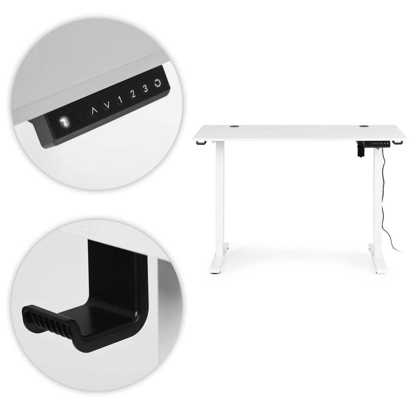 Electric Standing Desk, 120x60 cm, Height Adjustable, White