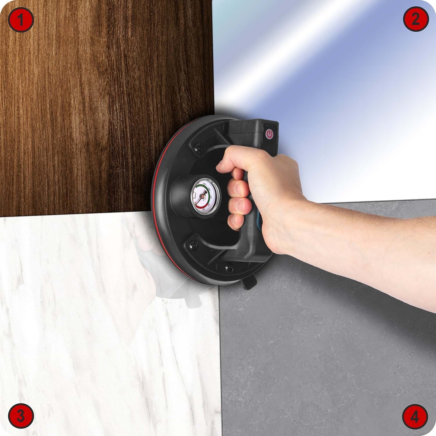 Electric Vacuum Tile Suction Cup, Up to 200 kg Capacity