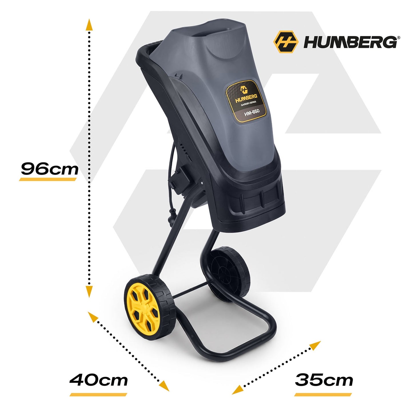 Electric branch shredder 2500 W + 2x 45l bag Humberg HM-650