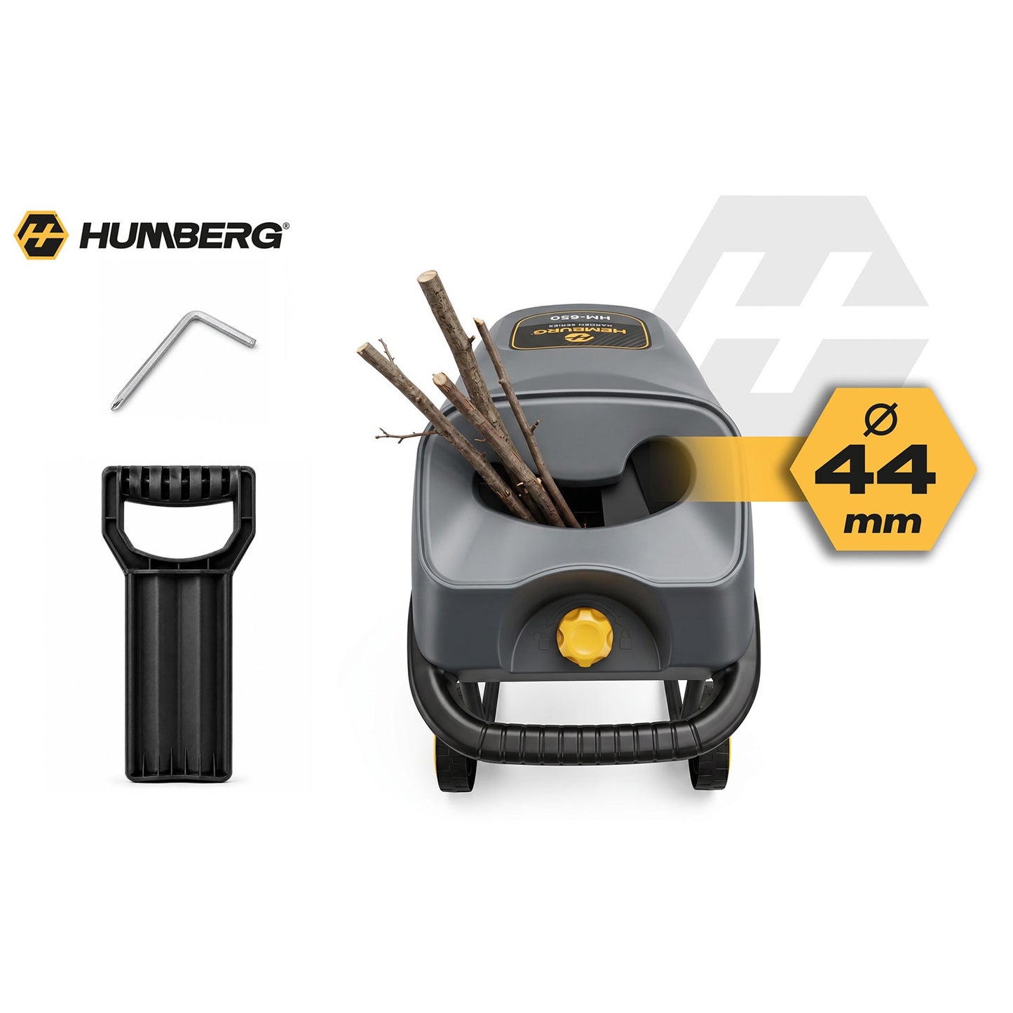Electric branch shredder 2500 W + 2x 45l bag Humberg HM-650