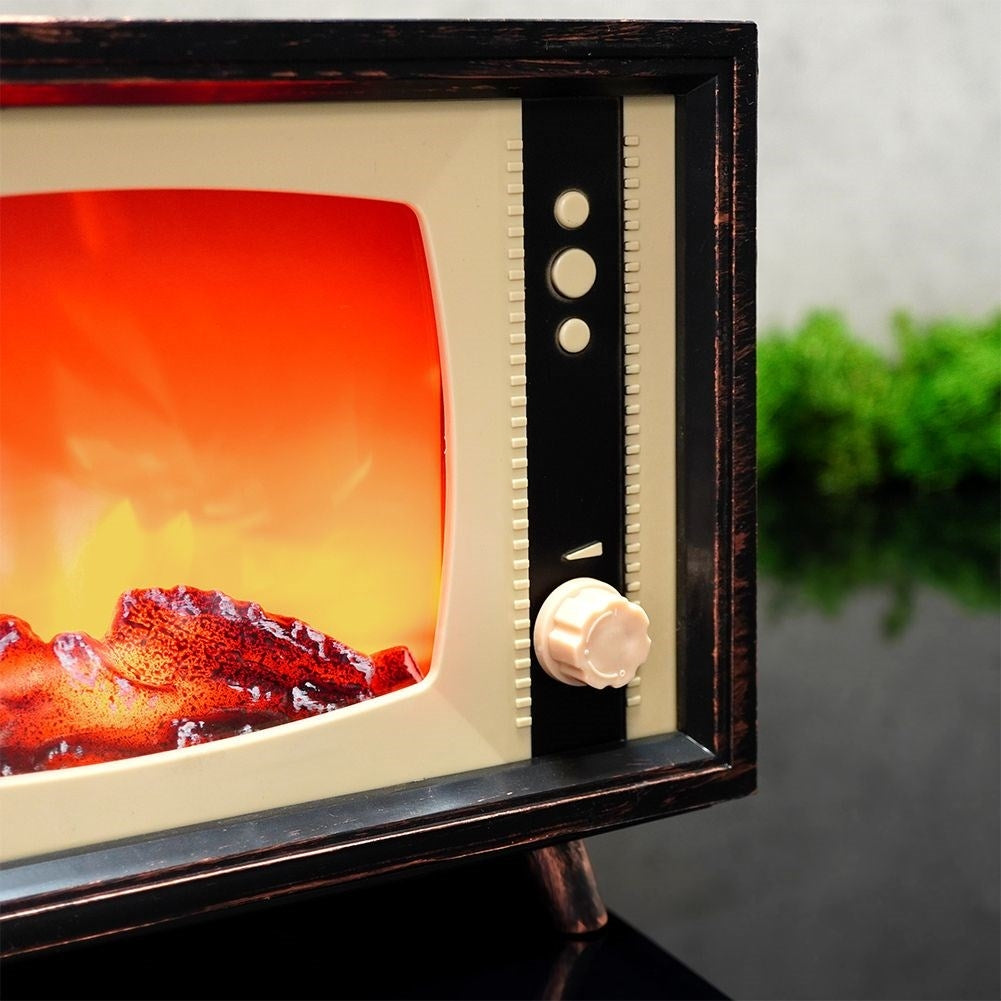Electric fireplace with Retro TV design and LED light