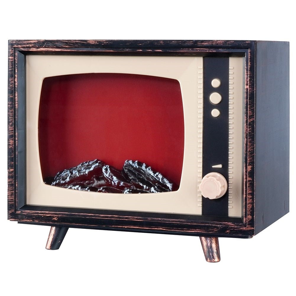 Electric fireplace with Retro TV design and LED light
