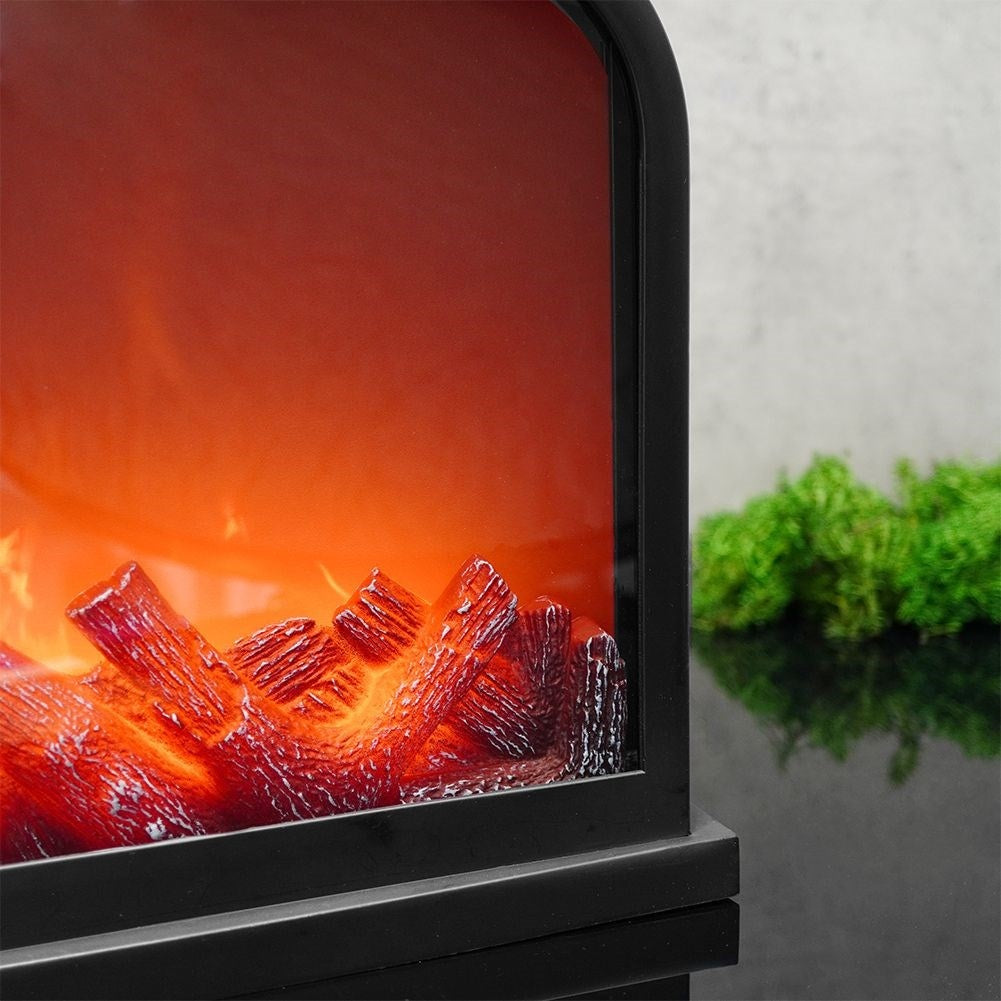 Electric fireplace with realistic LED lights and flames