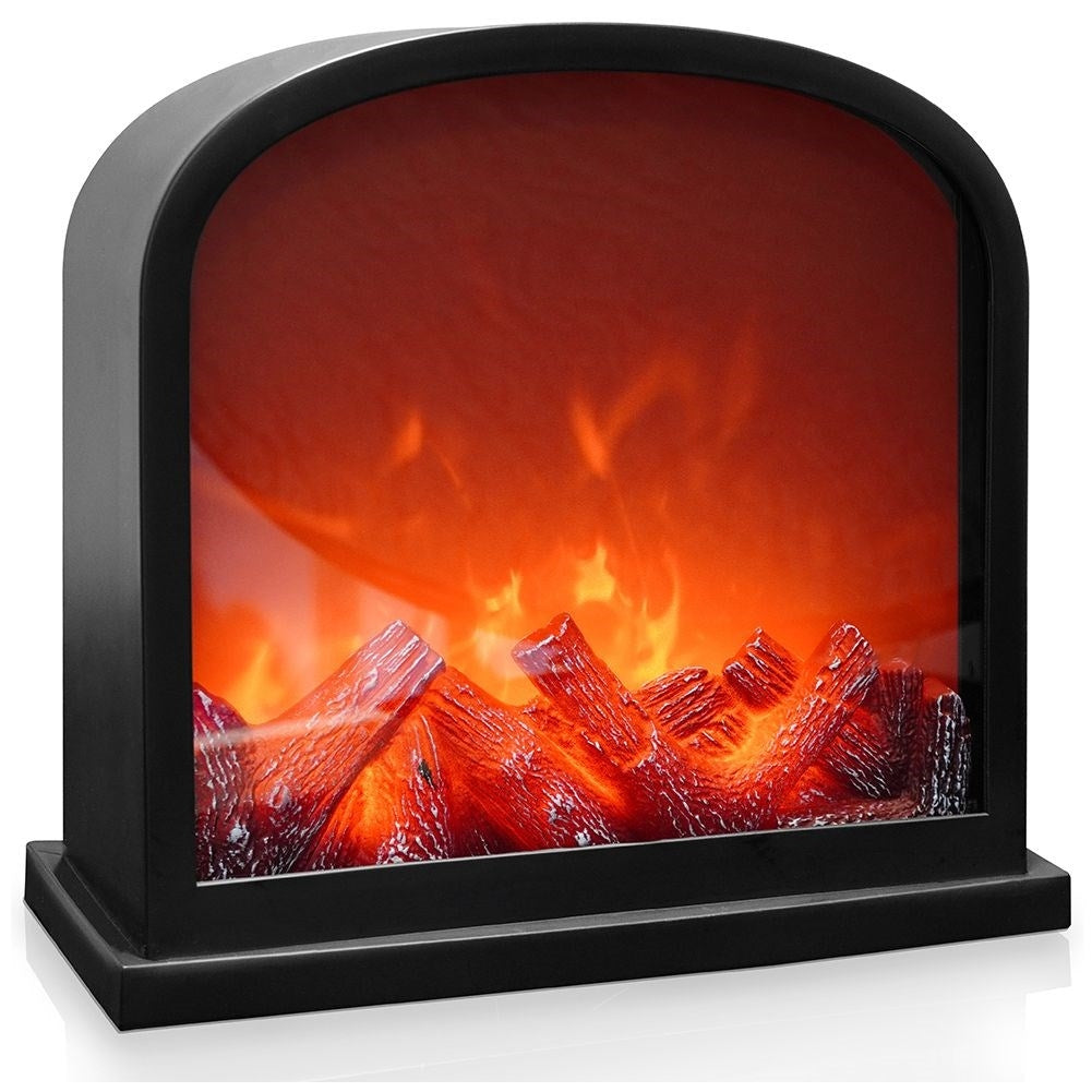 Electric fireplace with realistic LED lights and flames